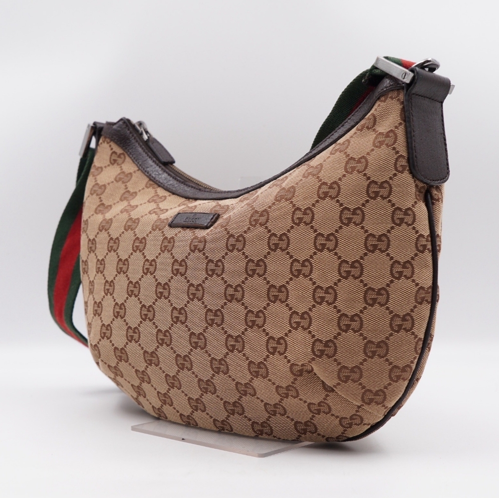 BT57 💖 GUCCI Monogram Web Halfmoon Crossbody Bag - Picture 4 of 12